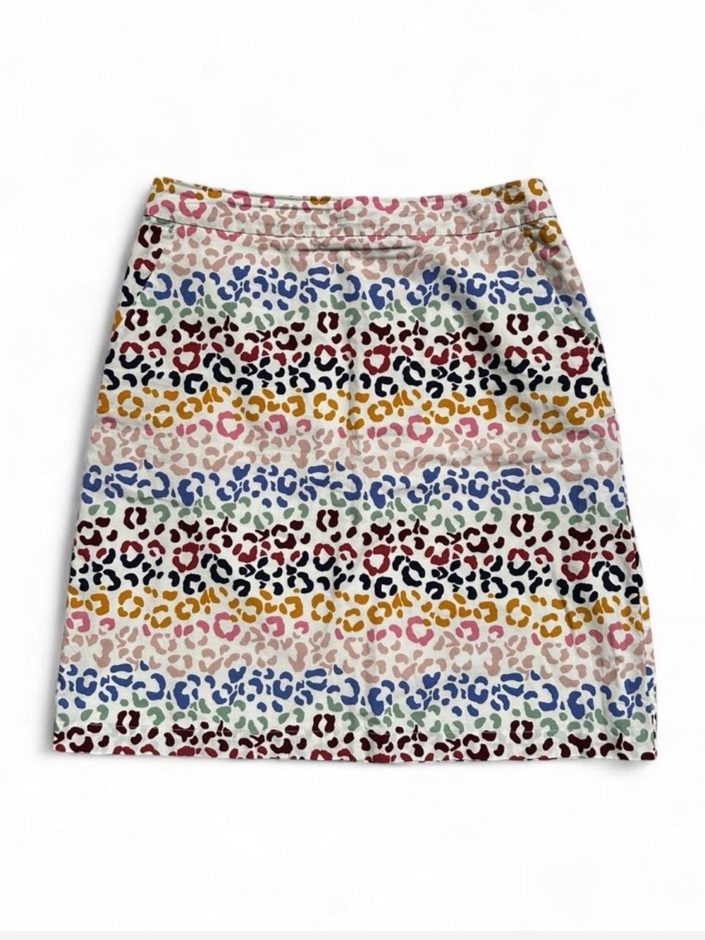 Boden Colorful Leopard Print Mini Skirt US 8 UK 12 100% Cotton